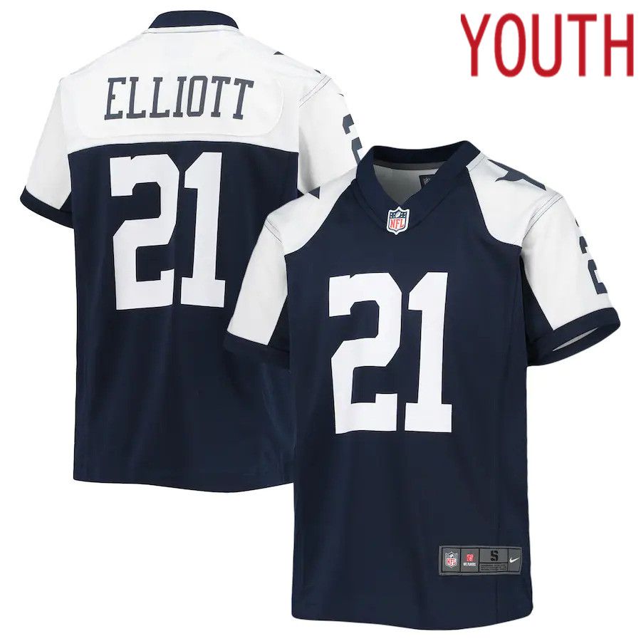 Youth Dallas Cowboys #21 Ezekiel Elliott Nike Navy Alternate Player Game NFL Jersey